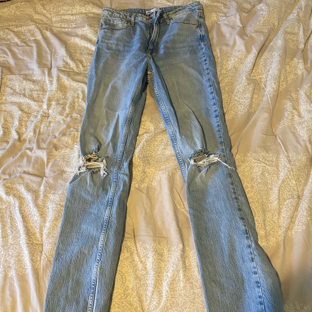 Zara split seam flare jean